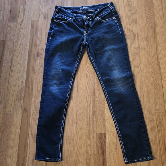 Silver Jeans Women's Dark Blue  Mid Skinny Jeans - Picture 1 of 5